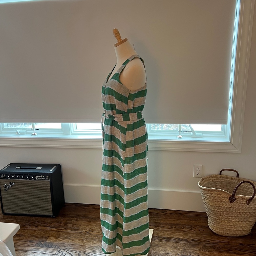 Green and White Striped Maxi Dress